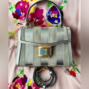 Kate Spade Katy Striped Lizard-Embossed Small Top-Handle Sample Bag
